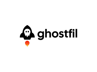 Ghostfil Logo Design bolt branding combination digital marketing energy fast fire flash ghost icon lettering lighting logo designer minimal rocket spark speed typo typography wordmark