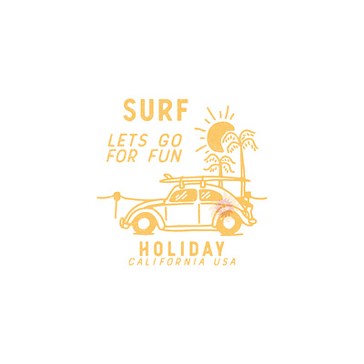 This is an illustration old car on a beautiful beach appareldesign branding design graphic design illustration vector volkswagen vw