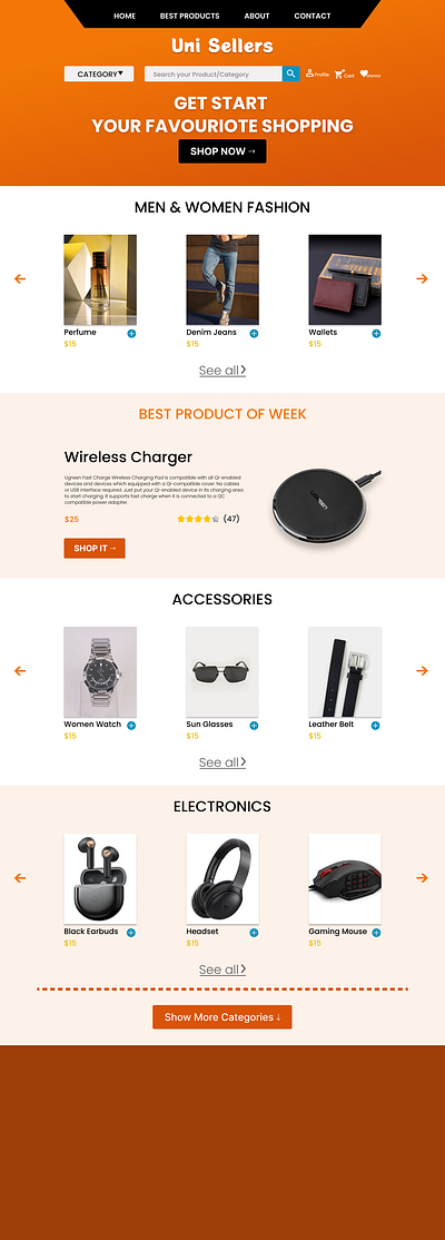 Unisellers Ecommerce Store ecommerce econ responsive design ui