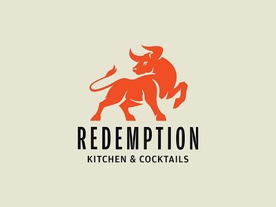 Redemption Kitchen & Cocktails brand branding bull icon identity logo mark restaurant vector wonderhorse