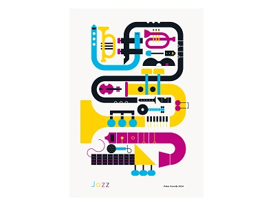 Jazz Poster graphicdesign illustration jazz letterforms music musical instruments poster design typeforms typography