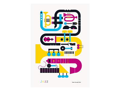 Jazz Poster graphicdesign illustration jazz letterforms music musical instruments poster design typeforms typography