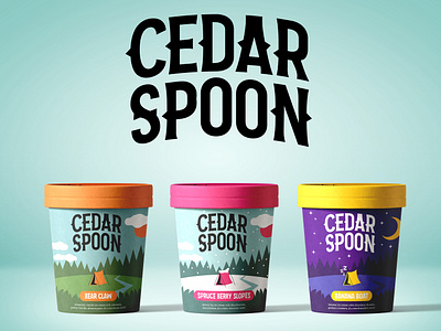 Cedar Spoon Ice Cream branding font food food packaging graphic design ice cream ice cream packaging packaging typography typography design