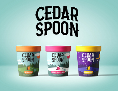 Cedar Spoon Ice Cream branding font food food packaging graphic design ice cream ice cream packaging packaging typography typography design