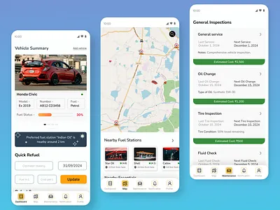 Vehicle Assistant App UI Design app design app ui ui ui design vehicle assistant app