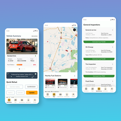 Vehicle Assistant App UI Design app design app ui ui ui design vehicle assistant app