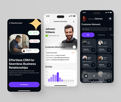 ClientConnect - CRM mobile app design client relation crm crm system design interface mobile app design mobileapp product design ui ui design uiux ux ux design