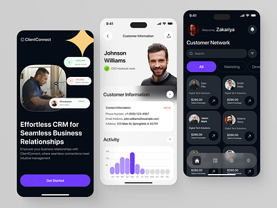 ClientConnect - CRM mobile app design client relation crm crm system design interface mobile app design mobileapp product design ui ui design uiux ux ux design