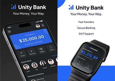 Unity Bank App app design apple watch app design banking app fintech trending ui ui design