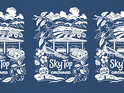 Sky Top Orchard Adult Tee apple apples autumn fall farm handmade illustration lettering merch mountains north carolina orchard peacock sky top t shirt tee texture tractor type typography