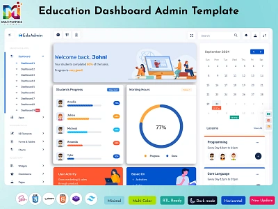 LMS Learning Management System Dashboard Template admin dashboard admin template bootstrap 5 bootstrap admin template dashboard template elearning illustration learning management system lms lms dashboard online classes dashboard online dashboard product design school dashboard student dashboard teacher dashboard ui ux