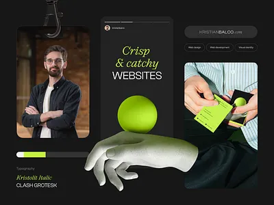 kristianbalco.com - Crisp & catchy - visual identity bento animation branding cispa and catchy design gsap portfolio ui ux web web development webdesign website