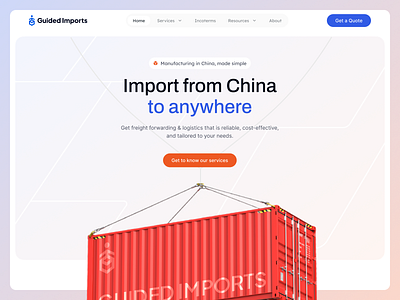 Guided Imports - Import Company branding design landing page manufacturing research site ui ux website