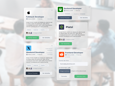 CyberShai: Plataforma de empleo remoto app design cards development graphic design job cards remote job ui user interface ux ux design web design