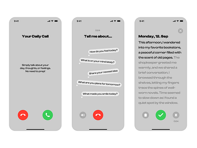 Daily Journal Phone Call • Mobile App daily journal ai daily journaling journal ai journal app journal call journal transcription phone call journaling record journaling