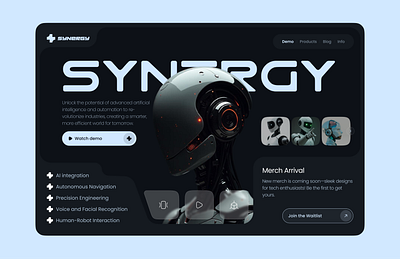 Synergy Hero section figma futuristic landing page uiux web design