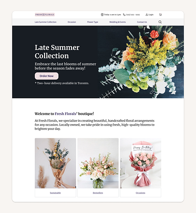 Flower shop website design classy small business ui ux web design