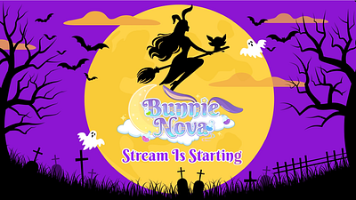 Bunnie Nova Halloween Starting Screen and Overlays design graphic design illustration typography