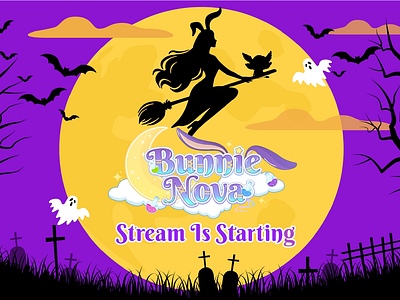 Bunnie Nova Halloween Starting Screen and Overlays design graphic design illustration typography