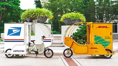 USPS Cargo Bike - Photo Mockup brand application cargo bike delivery graphic design mail mail delivery micromobility mobility mockup package delivery photoshop sustainability usps