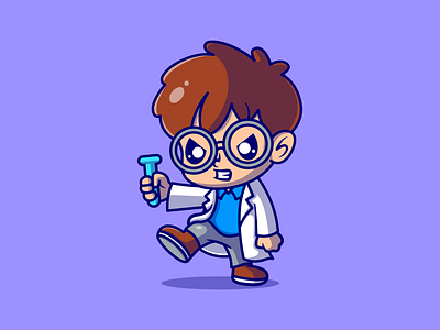 Angry Scientist branding cartoon chemist cute design graphic design illustration kawaii lab labolatory logo mascot professor science scientist ui