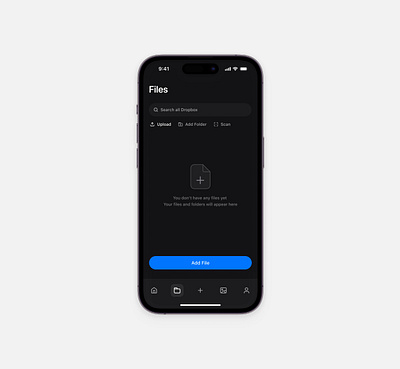 Dropbox Dark Mode UI Empty State dark mode dropbox empty state mobile