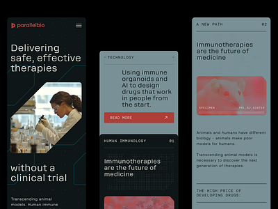 Parallelbio Responsive Mobile Screens art direction biotech design graphic design mobile responsive typography ui web web design website
