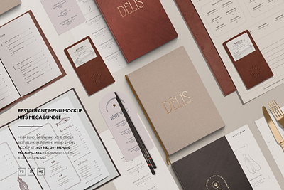 Restaurant Menu Mockup Bundle mockup mockup bundle mockup stationery mockup typography mockups paper mockup realistic mockup scene mockup showcase showcase mockup typographic mockup