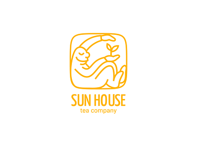 sun house - tea company house leaf logo sun tea yellow