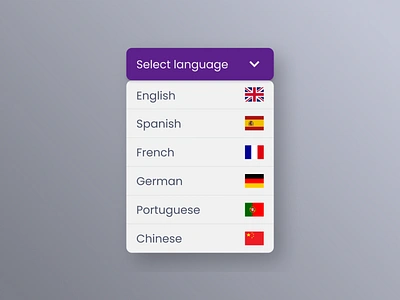 Daily UI #027 - Dropdown 027 chinese daily ui daily ui 027 design dropdown dropdown menu english french german language portuguese select language spanish ui ui design ux design