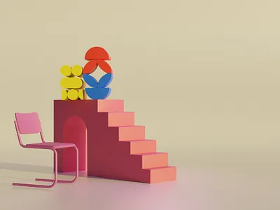 Minimalist chair and geometric shape 3d render 3d 3d illustration graphic design illustration minimalist