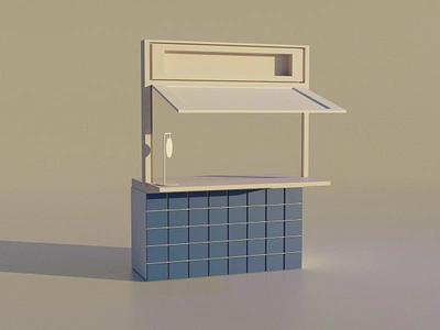 Bar kitchen kiosk 3d render 3d ilustration