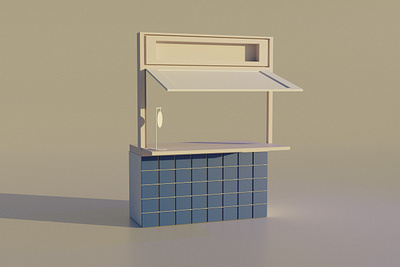 Bar kitchen kiosk 3d render 3d ilustration