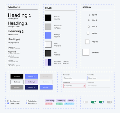 Design System buttons design system heading minimalistic