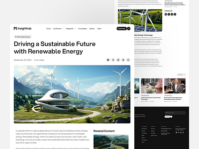 Insighthub - News Website app clean clean design design mobile mobile app news news app news website renewable energy ui ui design update ux web design website