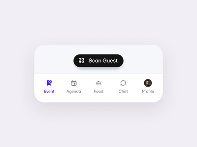 Organizer Tab bar agenda bottom nav event food home mobile mobile navigation navigation organizer qr code scan tab bar uiux visual design