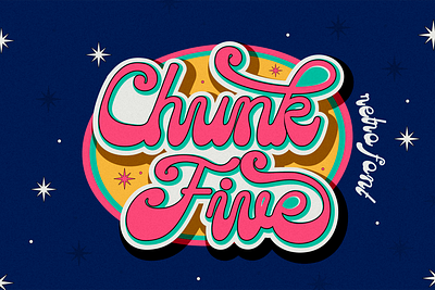 Chunk Five – Retro Script Font advertising branding font business branding creative design display script fashion graphic design greeting card groovy history illustration invitation logo magazine packaging photography poster product design retro font vintage