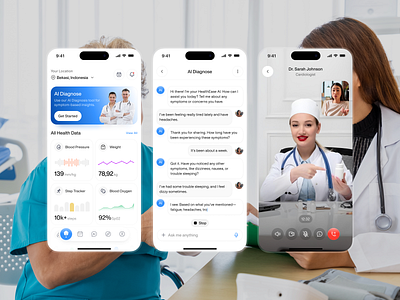 HealthEase - Telemedicine with AI Integrated ai integration ai platform ai technology ai telehealth app clean design health health analysis health app health care health tracker app minimalist mobile mobile app pharmacy app smart app telemedicine telemedicine app ui ux