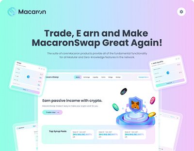 Crypto _ Macaron airdrop crypto landingpage swap ui uiux design web dessign