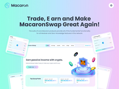 Crypto _ Macaron airdrop crypto landingpage swap ui uiux design web dessign