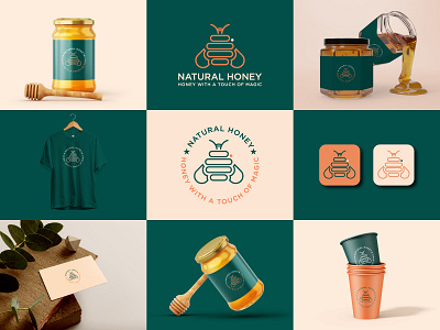 Natural Honey Logo Design, Honey Shop, Brand Identity bee bee honey brand identity branding business logo company logo harmony logo hive logo design honey bee logo honey logo logo logo design logo design branding logo designer modern logo natural nature bee honey organic honey pure honey logo