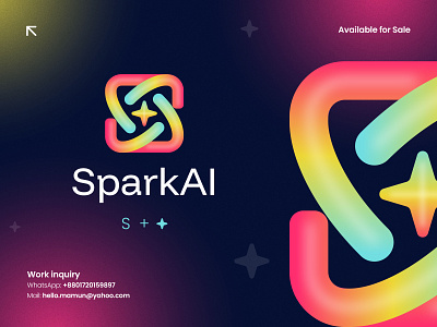 Artificial Intelligence, AI, Chat Bot, Assistant Logo Design ai artificial intelligence assistant branding chat bot letter s logo logo design logo designer logo icon modern logo software spark sparkai sparkle tech technology