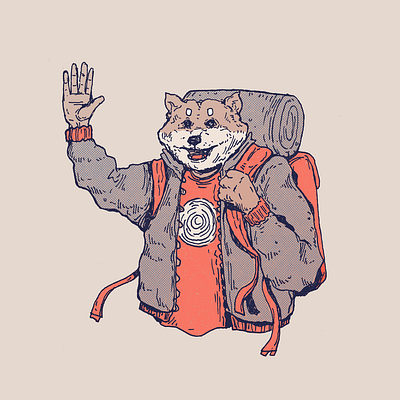 Inktober day 1: Backpack art backpack dog drawing hike illustration inktober inktober 2024 instaart travel