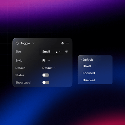 Toggle Properties - UnifiedUI component components design figma minimal ui ui design unified ui unifiedui ux variants website