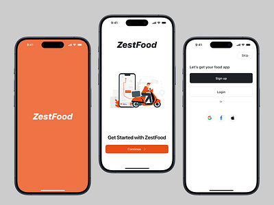 Food Delivery App UI/UX colorful design delivery service design fast food food drink food delivery app ios app mobile onboarding screen online food order restaurant service spelash splash screen ui uiux app