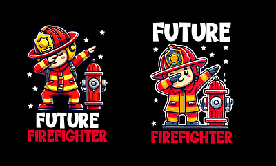 Dabbing Future Firefighter Fireman for Kids Boys T-Shirt