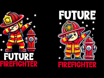 Dabbing Future Firefighter Fireman for Kids Boys T-Shirt