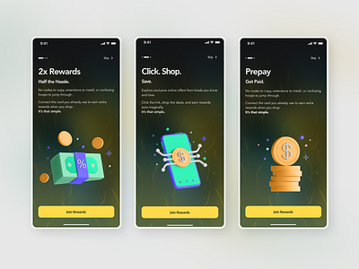 Earn Rewards with Seamless Onboarding! 🎉 3d illustration 3d splash screen apponboarding creative design darkuidesign designinspiration earnrewards gradient background appdesign home page home page bottom menu interactiondesign onboarding flow onboardingdesign rewards app rewardsapp splashscreen treading design userexperience userinterface