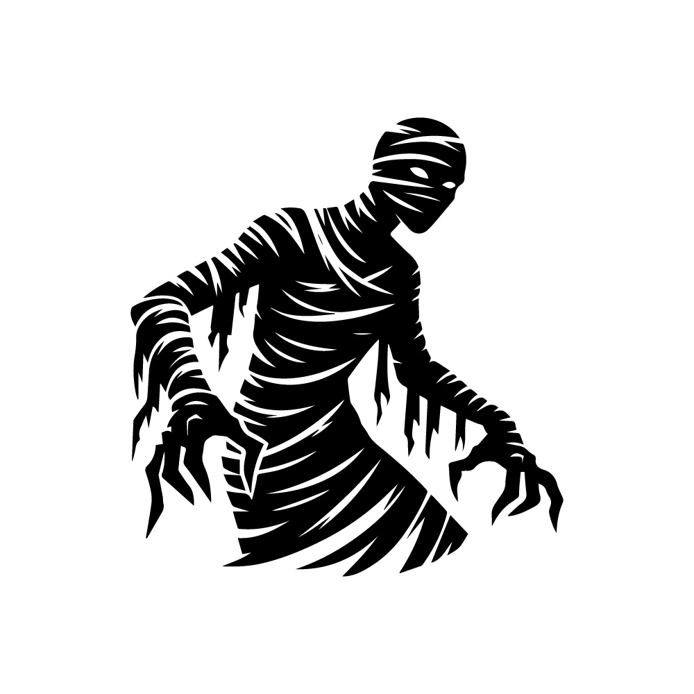 Halloween mummy silhouette Vector Download Free download free glyphs graphic design halloween icon illustration mummy rabbector scary t shirt ui vector white space