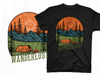 Wanderlust mountain adventure t shirt design typography